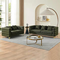 mikibama Luxury Teddy Sofa Set for Living Room, Modern Decor Furniture Sectional Sofa, 3 Seater Couch and Loveseat with 5 Pillows for Apartment, Office, Hall (Green)