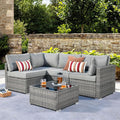 ovios Outdoor 5 Piece Coversation Set with Coffee Table,Sectional Patio Furniture Set with All-Weather Wicker Sofa,Modern Outside Couch for Balcony Backyard Pool, Dark Grey