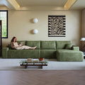 AUGOP 136" Sectional Couches for Living Room Modern Modular Sofa with L-Shape Couchs Upholstered Boneless Couch Deep Seat Sectional Couch with Chaise (Green, Right Facing Chaise+3Seaters)