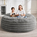 Hobestluk Bean Bag Chairs Beanbag Chair with Filler Adult Bean Bags with Fluffy Ripple Cover, Giant Bean Bag Chairs for Adults (Grey, 6FT - 70" x 70" x 15")