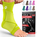 Sleeve Stars Ankle Support for Ligament Damage & Sprained Ankle, Plantar Fasciitis Support & Achilles Tendonitis Pain Relief, Ankle Brace for Women & Men w/Compression Ankle Strap (Single/Neon Green)