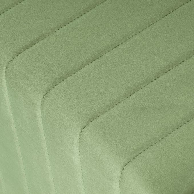 HomePop Modern Channel Tufted Velvet Ottoman|Homepop Home Décor|Ottoman for Living Room & Bedroom - Green