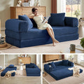 Chorlenimi Boneless Couch Futon Sofa Bed Sectional Couches for Living Room,Cloud Couch with Sleeper Sofa,Sofas for Living Room Oversized Corduroy Upholstered (Blue, 76 Inches (No Iron Frame))