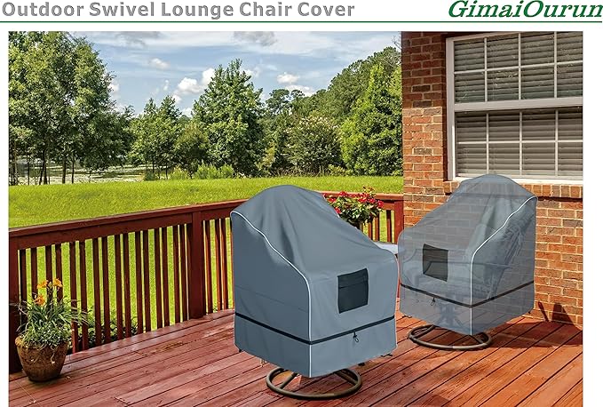 GimaiOurun Outdoor Swivel Recliner Cover, Waterproof Heavy Duty Outdoor Lawn Patio Furniture Rocking Chair Covers, (29 W x 31 D x 38.5 H Inches) 1 Pack, Grey