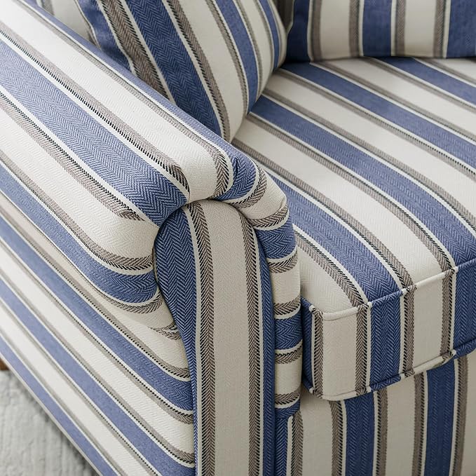 VANOMi 40" W Oversized Accent Chair, Oversized Reading Chair for Living Room, Comfy Reading Nook Chairs for Bedroom, Upholstered Large Chair Armchair Single Sofa for Small Space (Navy Stripe)