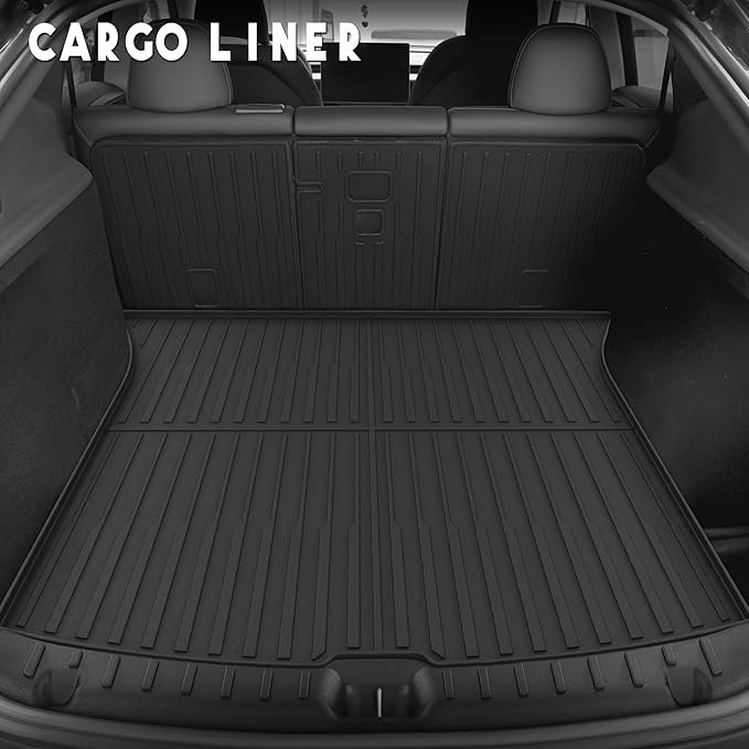 KARPAL Floor Mats Fit for Tesla Model Y Juniper 2025 2026 5-Seat (Not Fit 7 Seats), TPE All Weather Floor Mats & Trunk Mats Backrest Mat & Rear Bumper Guard 10-PCS for Model Y Juniper Accessories