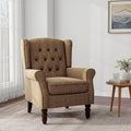 DREAMSIDEA Accent Chair, Upholstered Armchair with Button Tufted High Back & Solid Wood Legs, Comfy Wingback Reading Single Sofa Chair for Small Spaces, Living Room, Bedroom (Brown, Set of 1)