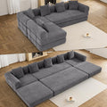 DAMAIFROM 157" Convertible Sleeper Sofa Bed Set with Pillow, 4-in-1 Corduroy Folding Mattress Boneless Couch with Fixed-Shape Frame, Fold Out Floor Sofa Cama Lounge Couch for Living Room, Grey