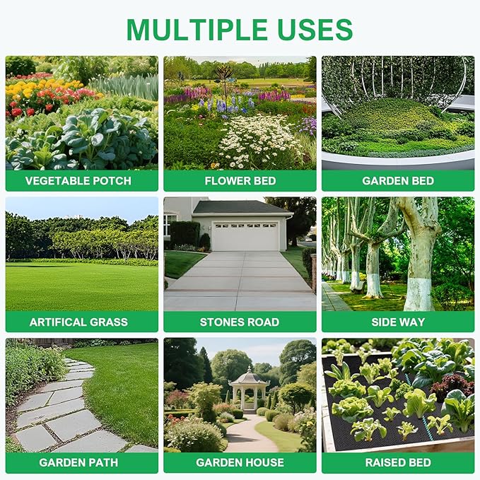 BIRDSINYARD 4ftx100ft Weed Barrier Landscape Fabric - 3.2oz Premium Heavy Duty Weed Block Ground Cover Mat with 40 U-Shaped Securing Pegs | Woven Geotextile Fabric for Weed Control Garden Cloth