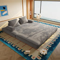 Convertible Sleeper Sofa Bed Floor Sofa,86.6" King Size Folding Mattress Couch with Pillow,Upholstered Boneless Cloud Couch for Apartment Living Room Bedroom (Light Gray)