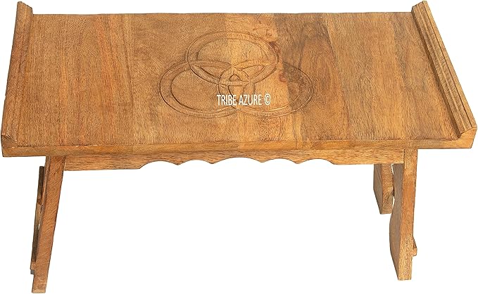 Tribe Azure Fair Trade Altar Table, Meditation Table, Puja, Meditation Wood Wiccan Altar Buddhist, Japanese, Small Low Side Chabudai Coffee Floor (Tea Table)