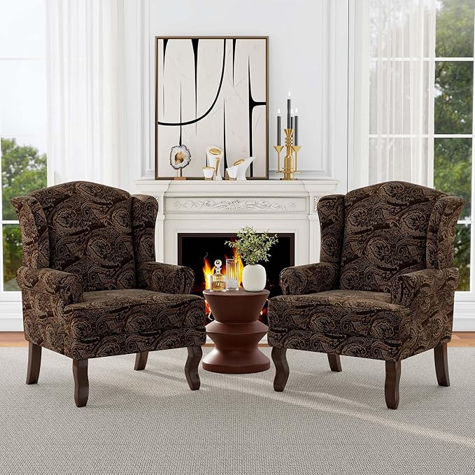 DREAMSIDEA Accent Chair, High Back Upholstered Armchair with High Resilience Sponge & Wood Legs, Mid-Century Modern Comfy Single Sofa Reading Chairs for Living Room, Bedroom - Cranberry, Set of 1