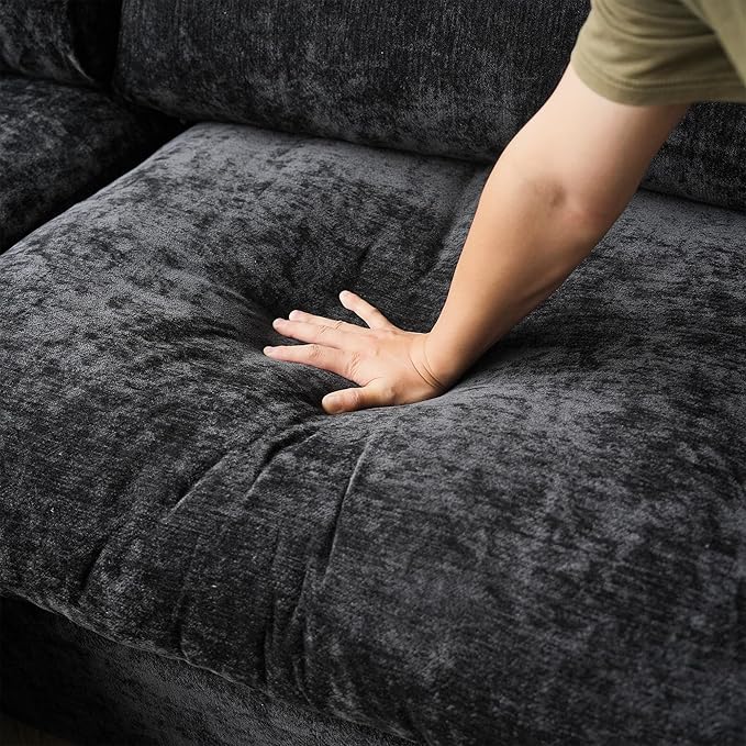 Cloud Couch Modular Sectional Sofa,100.5" U Shaped Couch, Oversized Convertible Wide Seater,3 Seater with 2 Ottomans for Living Room Set, Covers Washable&,Black