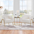 Yaheetech Accent Chair Set of 2, Armchair Set, Side Chairs for Living Room, Boucle Fabric Vanity Chairs with Gold Legs for Bedroom Office Reading Nook, Ivory