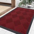Smiry Front Door Mat Outside Entrance, Heavy Duty Outdoor Indoor Mat, Natural Rubber Doormat, Non Slip, Trap Dirt and Moisture, Easy Clean, Low Profile Patio Porch Entryway Mat, 35x23, Wine Red