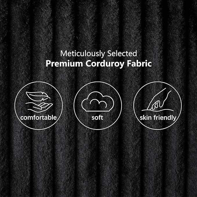 Olodumare Oversized Convertible Sectional Sofa Bed for Living Room, Modern 122’’ Corduroy Upholstered U-Shaped Couch with Right Chaise Hidden Storage & Pull-Out Bed, USB & Type-C Port, Polar Black