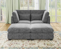 Oversized Modular Sofa, Extra Deep Cloud Chenille Sectional Couch with Ottoman Chaise, Fluffy Chenille 2 Seater Sofa Bed for Living Room, Villa (Sofa Bed 4 Seater, Chenille Grey)