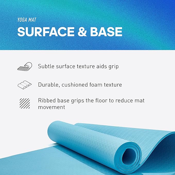adidas Yoga Mat - Eco Friendly - Non Slip, Durable Textured Surface, 8mm