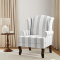 DREAMSIDEA Accent Chair, High Back Upholstered Armchair with High Resilience Sponge & Wood Legs, Mid-Century Modern Comfy Single Sofa Reading Chairs for Living Room, Bedroom - Stripe Navy, Set of 1