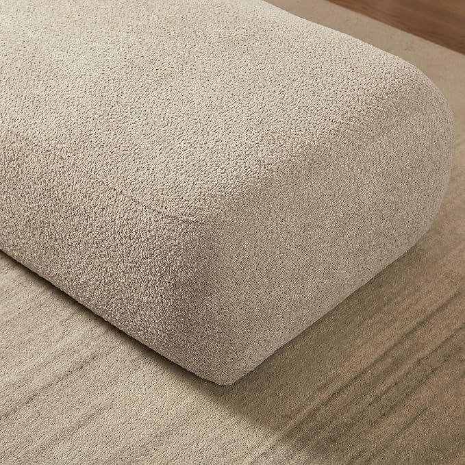 ZEKOKO Boucle Chaise Lounge Chair Indoor Comfy Fluffy Lounge Sofa Upholstered Chaise Lounge Modern Lounge Chair Indoor for Living Room Bedroom Office(Right Hand, Camel)