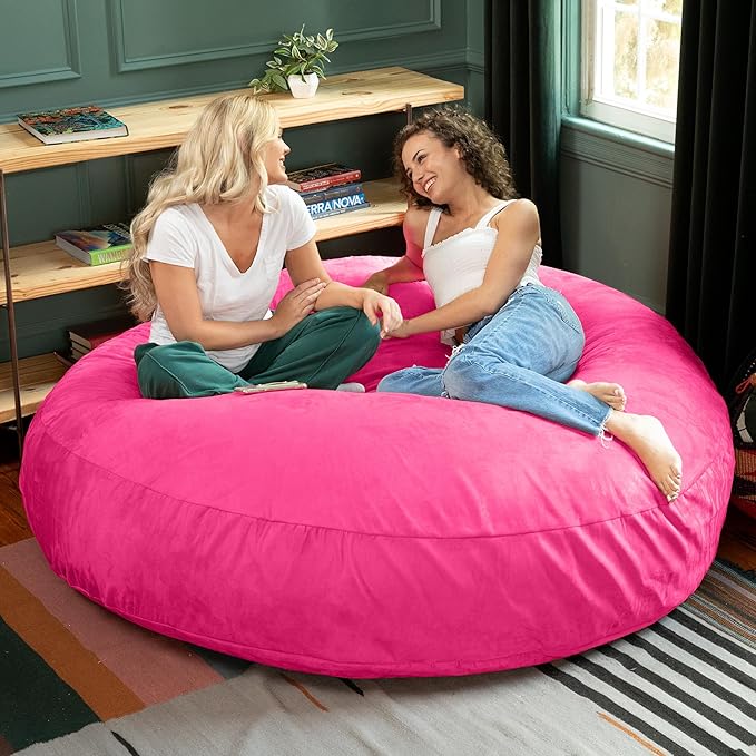 Jaxx 6 Foot Cocoon - 2-in-1 Convertible Bean Bag Bed & Large Bean Bag Chair for Adults, Fuchsia