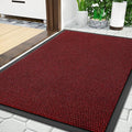 Yimobra Doormat Outdoor Indoor Entrance 36 x 24, All-Season All-Weather Front Door Mat, 100% Waterproof Welcome Matt for Floor Garage Outside Entry, Stain and Fade Resistant,Black Red