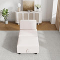 31" Convertible Modular Sleeper Sofa in Soft Corduroy with Attachable Storage Ottoman, 21" Deep Seat Cloud Couch Easy Assembly for Small Spaces Living Room Bedroom Office (White, 1 Seat + 1 Ottoman)