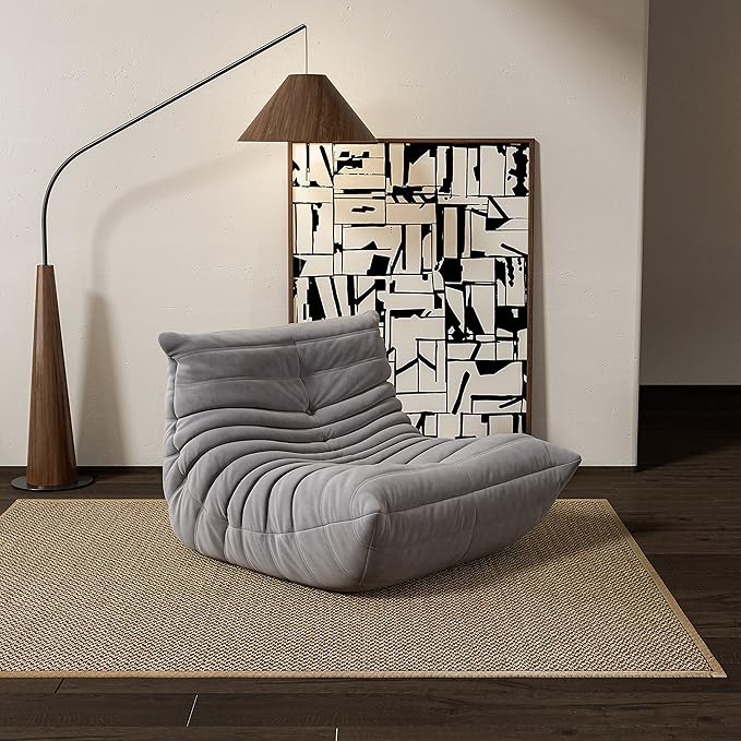 cebihy High-end Uncompressed Fireside Togo Chair, Bean Bag Chair, Foam Floor Sofa, Soft Lazy Lounge Sofa Couch, Armless Suede Fabric Cover Beanbag Accent Chairs for Living Room Bedroom Dorm Office