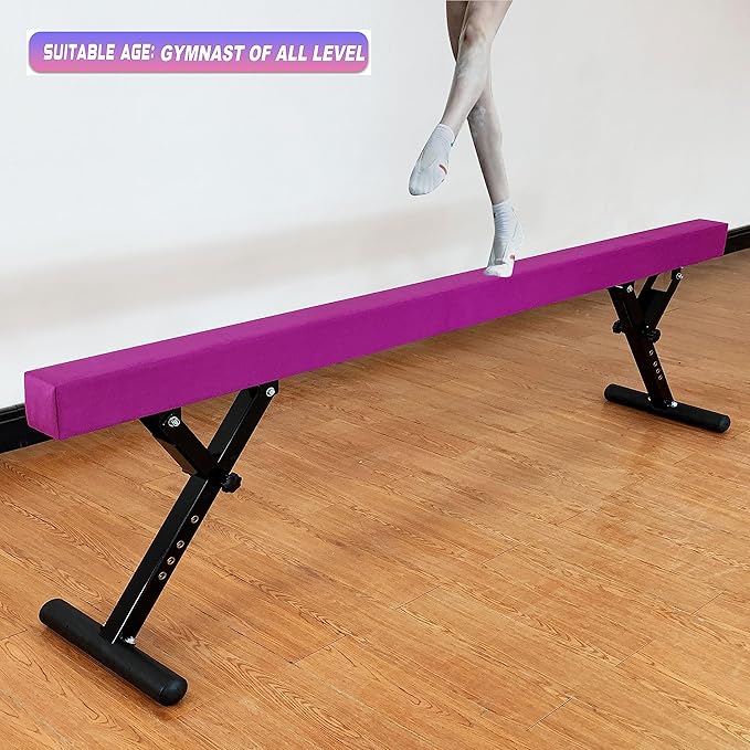 MARFULA Adjustable Balance Beam 8 ft Gymnastic Beam Adjustable Height for Kids and Teenage of All Gymnastic Levels, Gymnastic Training Beam Gymnastic Equipment for Athlete Home and Gym Club Use