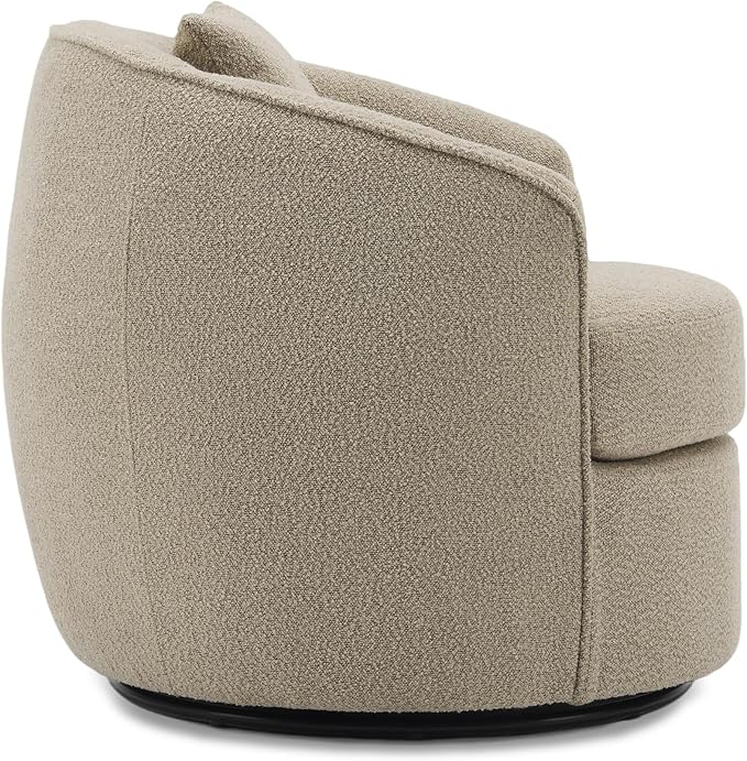 FaFaSoGoodFa Swivel Accent Chair Set, Modern Upholstered Boucle Barrel Arm Chairs with Pillow for Living Room, 360 Degree Round Swivel Sherpa Armchair with Round Base for Bedroom Club (2, Light Brown)