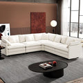 Ihanherry 114" V-Shaped Modern Sofa Modular Sectional Cloud Couch with Corner Section, 5-Seat Chenille Deep Seat Sofa with 5 Pillows for Living Room, Bedroom and Apartment, Beige