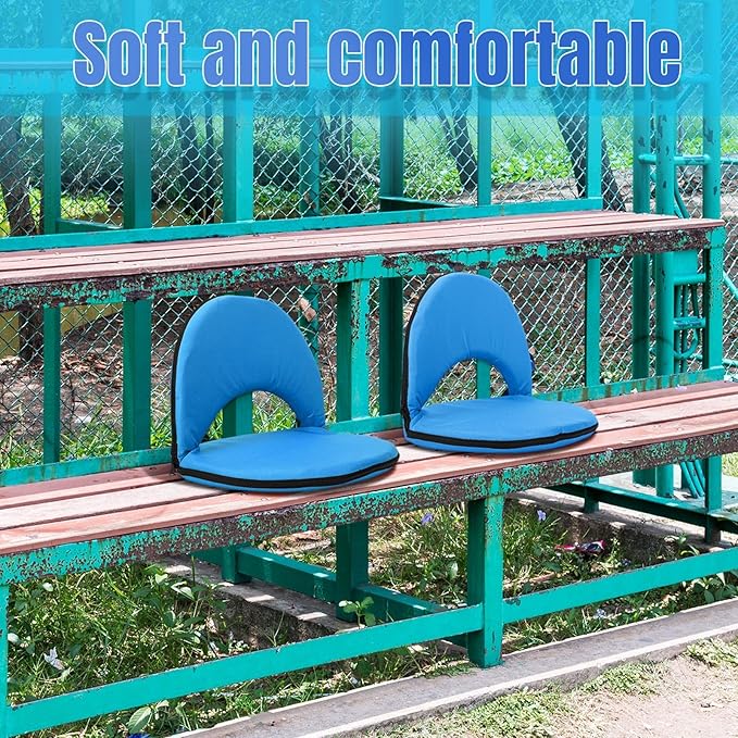 Maitys Stadium Seats for Bleachers with Back Support and Cushion Pad Folding Bleacher Seat with Backrest Wide Padded Elementary School Classroom Floor Chairs, 5 Reclining Positions