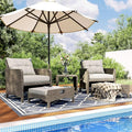 Pamapic 5 Pieces Wicker Patio Furniture Set Outdoor Patio Chairs with Ottomans Conversation Furniture with coffetable for Poolside Garden Balcony(Grey Cushion +Grey Rattan)