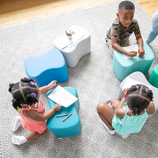 ECR4Kids SoftZone Toddler Modular Stool Set, Flexible Seating, Contemporary, 6-Piece