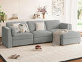 CUGOAO 118'' Modular Sectional Sofa, Oversized L-Shaped Sectional Couch with Ottoman, Deep Seat Chenille Cloud Couch, Mordern Upholstered Couches for Living Room, Apartment, Office, Grey