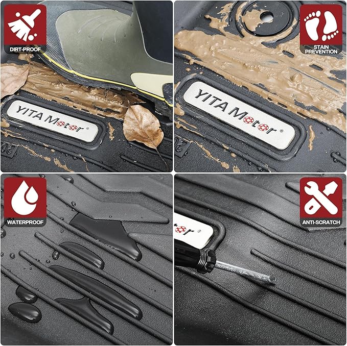 YITAMOTOR Floor Mats Compatible with 2022-2025 2026 Ford Maverick Hybrid, Custom Fit Maverick Car Mats, All-Weather TPE Front and Rear Row Floor Liners, Black