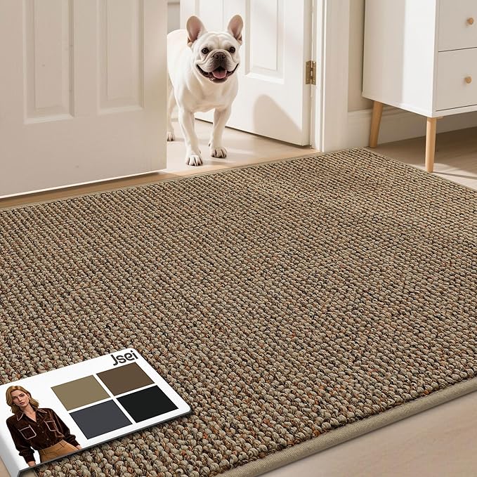 JSEI Dirt Trapper Door Mat 36"x60" Non-Slip Washable Entrance Mat, Dog Doormats, Absorbent & Fade-Resistant Floor Mats, Low Profile Welcome Mats for Entryway, Front Door, and Inside Entrance, Taupe