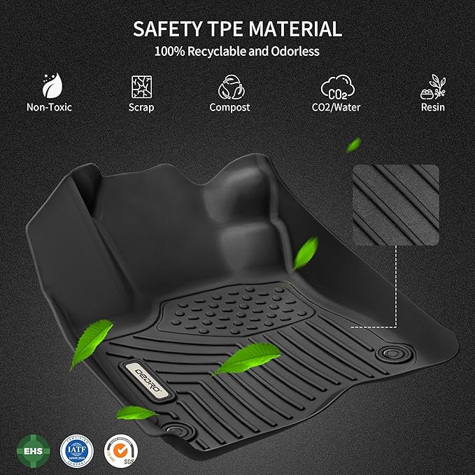 OEDRO Floor Mats Fit for 2018-2022 Honda Accord, TPE All-Weather Accord Floor Liners Includes 1st and 2nd Row: Front, Rear, Full Set Liners, Black