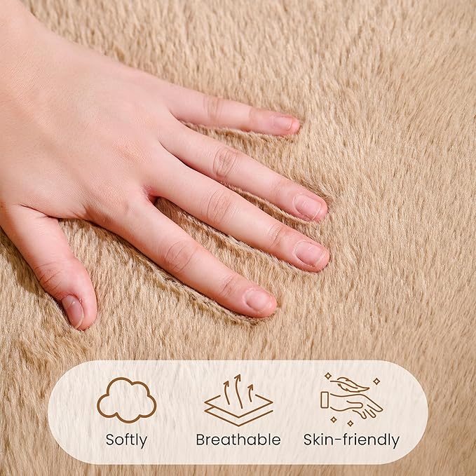 Bean Bag Chairs for Adults, Teens Beanbag Reading Chair with Petal Arm Rest, Comfy Faux Fur Fluffy Bean Bag for Youth Living Room, Bedroom, Dorm, Game - Taupe, Large, Low Support