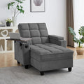 41.7" Oversized Chaise Lounge Chair Indoor, Boucle Upholstered Sofa Bed with Adjustable Backrest, Deep Seat Reading Chair, Sofas Couches for Living Room, Storage, Cup Holders & 360° Swivel Side Table