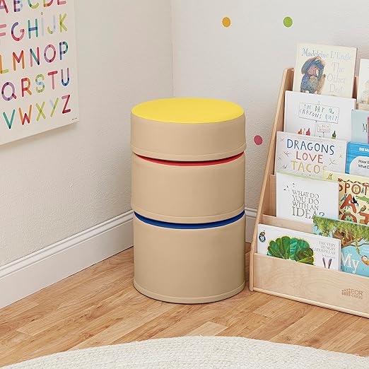 ECR4Kids SoftZone Colorful Stump Stool Set, Flexible Seating, Assorted, 3-Piece