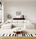 AUGOP 136" Sectional Couches for Living Room Modern Modular Sofa with L-Shape Couchs Upholstered Boneless Couch Deep Seat Sectional Couch with Chaise (White, Right Facing Chaise+3Seaters+Ottoman)