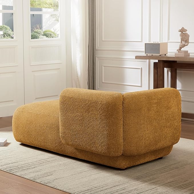 ZEKOKO Boucle Chaise Lounge Chair Indoor Comfy Fluffy Lounge Sofa Upholstered Chaise Lounge Modern Lounge Chair Indoor for Living Room Bedroom Office(Right Hand, Orange)