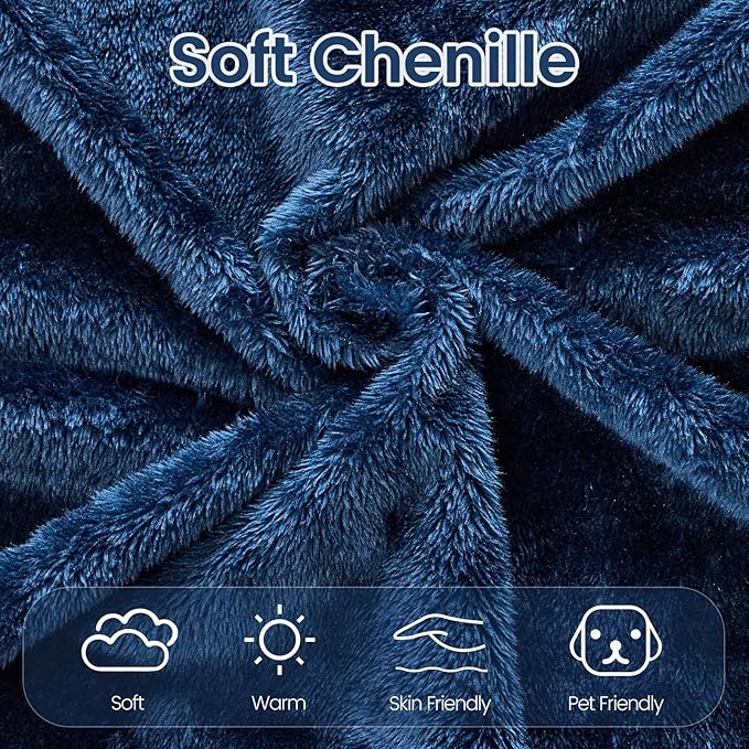 Orynveela Convertible Folding Sofa Bed, 78” Full Size Floor Sleeper Couch, Chenille Full Foam Futon Loveseat for Living Room Bedroom, No Assembly Required (Deep Blue)