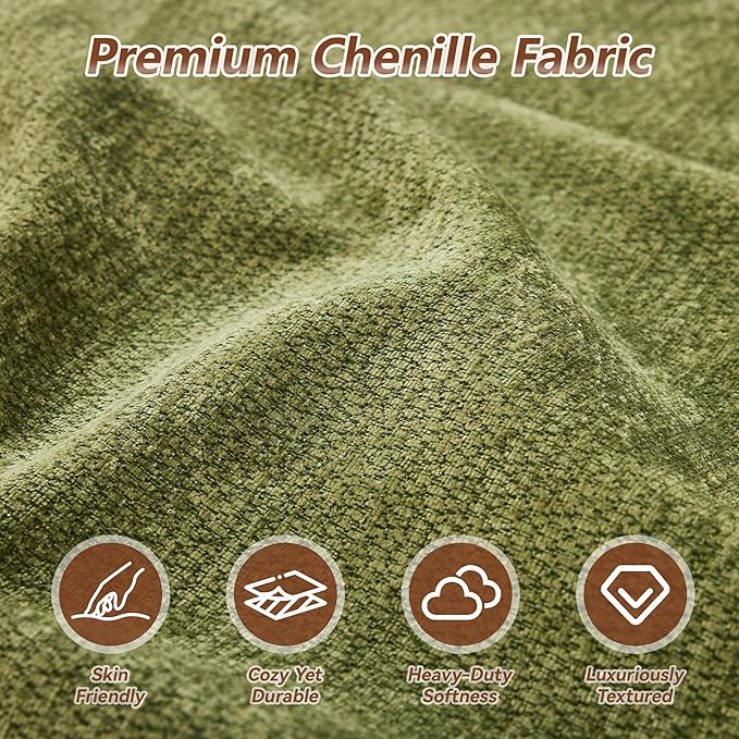 WUTUTUEE Boneless Chair, Double-Layer Armless Floor Sofa with High Density Memory Foam, No Assembly Togo Sofa, Chenille Bean Bag Chairs for Living Room, Bedroom, Comfy Cloud Chair (Green)