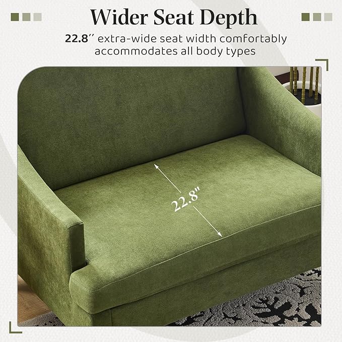 Bezseller Oversized Accent Chair with Ottoman - 33.5'' Wide Seat Comfy Armchair with 2 Pillows, Upholstered Big Reading Chair, Modern Single Sofa Chair for Living Room Bedroom Office, Green/Green