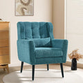 QKFF Modern Accent Chair, Upholstered Armchair with Pillow, Fabric Single Sofa Chair with Lounge Seat and Wood Legs Accent Chair for Living Room Bedroom Small Spaces (Teal)