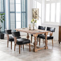 RIVOVA Set of 4 PU Leather Upholstered Side Chairs, Modern Kitchen Armless Parson Chairs Solid Wood Dining Chairs, Black