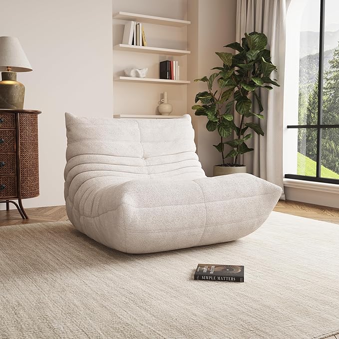 Bean Bag Chair, Oversized Bean Bag Chair for Living Room, Fireside Chair for Adults with Memory Foam Filled, Big Accent Sofa Lounge Floor Sofa for Gaming, Reading, Relax, No Assembly Required.