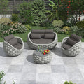 Erotr Aluminum Patio Furniture Set: 4 Pieces Woven Rope Outdoor Conversation Sofa Set Assembled - Modern Cushioned Armchair Couch Set for 660lbs Porch Deck Backyard Poolside Garden Drawing Room Hotel